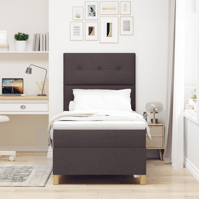 Casa si Gradina - Mobilier - Paturi si accesorii - Paturi - Pat Box Spring cu Saltea Maro inchis 80x200 cm Tesatura - Infinity.ro
