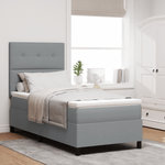Casa si Gradina - Mobilier - Paturi si accesorii - Paturi - Pat cu arcuri cu saltea gri deschis 100x200 cm tesatura - Infinity.ro