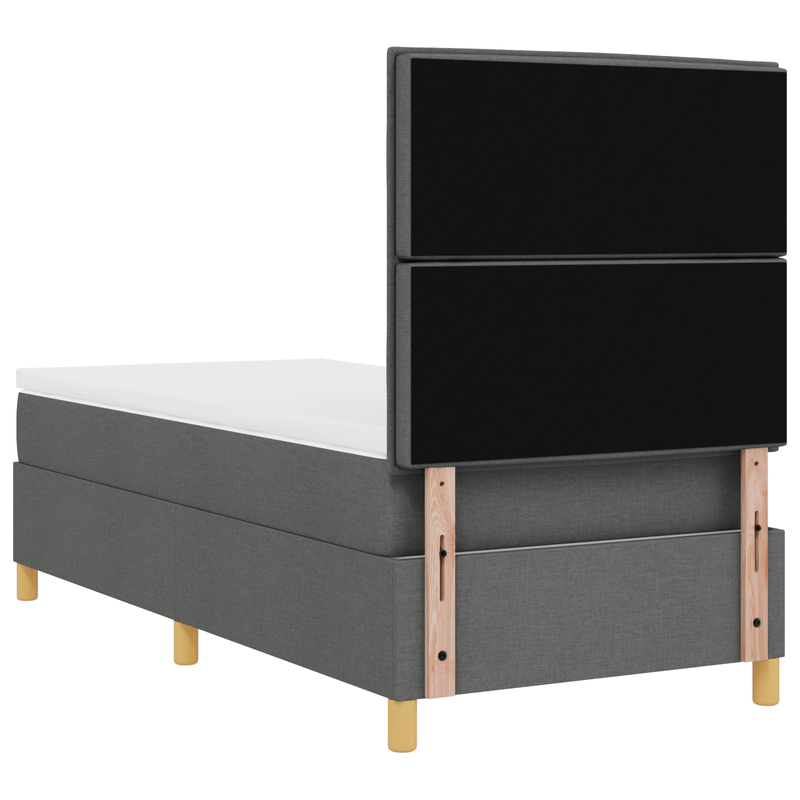 Casa si Gradina - Mobilier - Paturi si accesorii - Paturi - Pat cu arcuri si saltea gri inchis 90x200 cm din tesatura - Infinity.ro