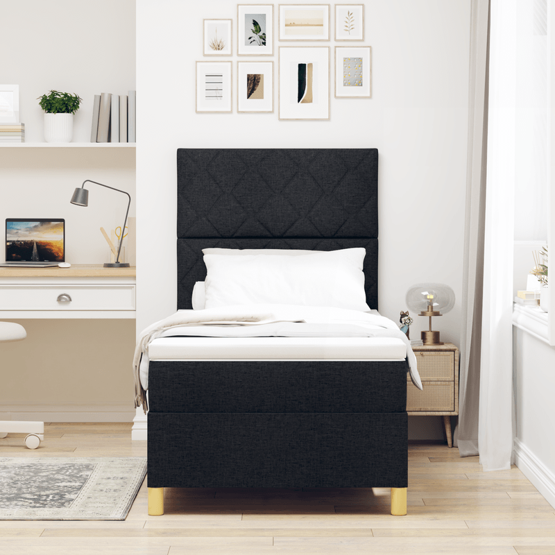 Casa si Gradina - Mobilier - Paturi si accesorii - Paturi - Pat cu arcuri cu saltea Negru 100x200 cm Tesatura - Infinity.ro