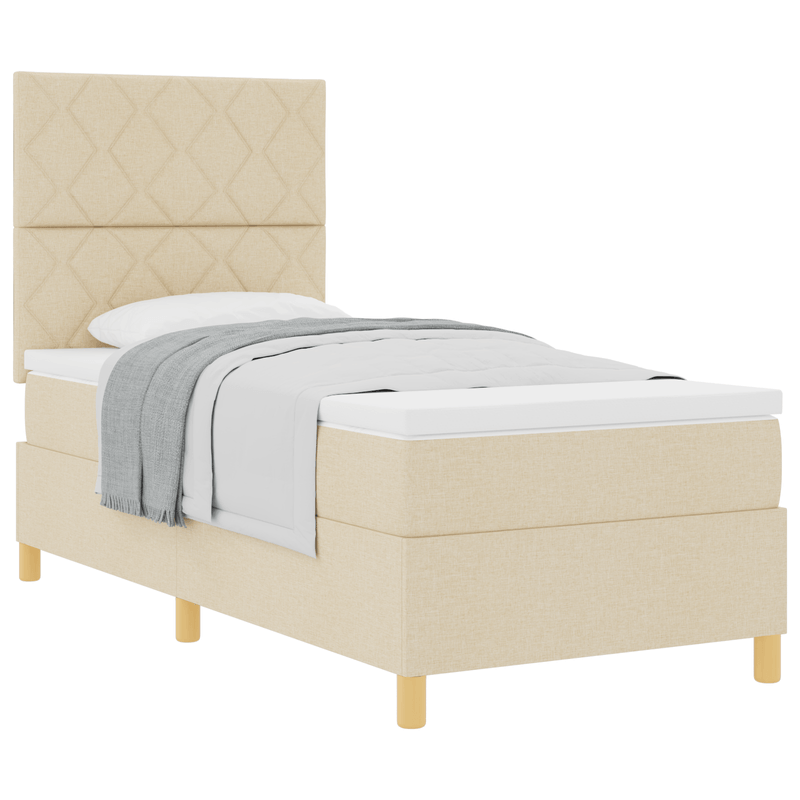 Casa si Gradina - Mobilier - Paturi si accesorii - Paturi - Pat cu arc crem 100x200 cm tesatura - Infinity.ro
