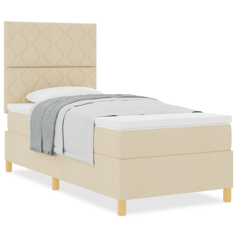Casa si Gradina - Mobilier - Paturi si accesorii - Paturi - Pat cu arc crem 100x200 cm tesatura - Infinity.ro