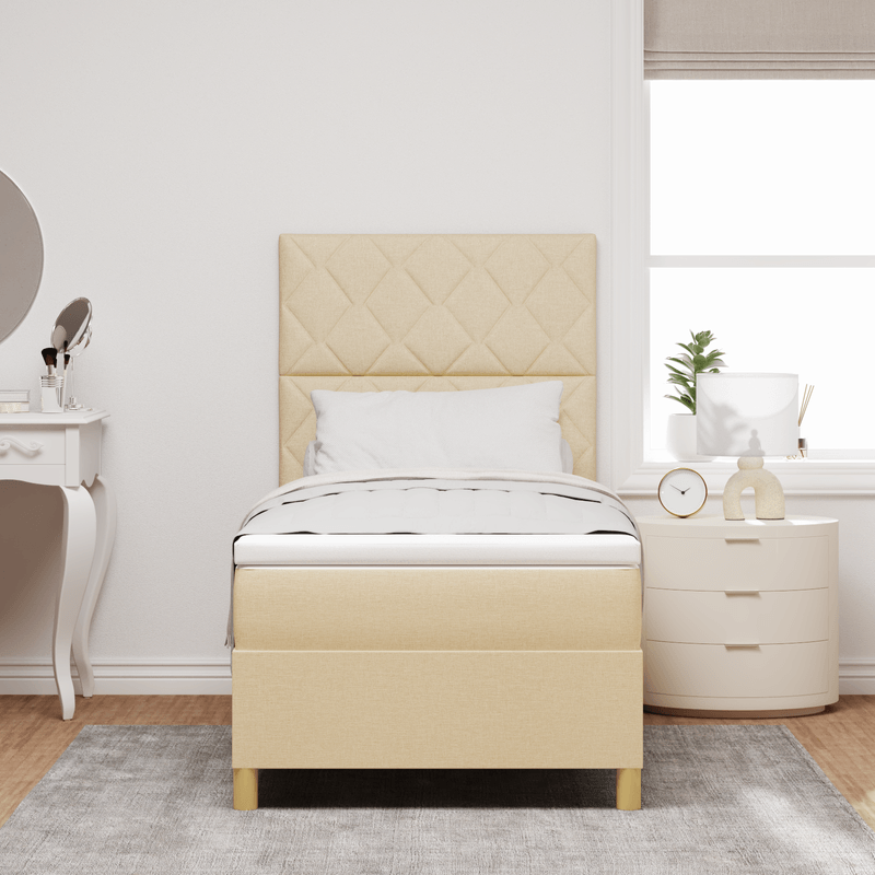 Casa si Gradina - Mobilier - Paturi si accesorii - Paturi - Pat cu arc crem 100x200 cm tesatura - Infinity.ro