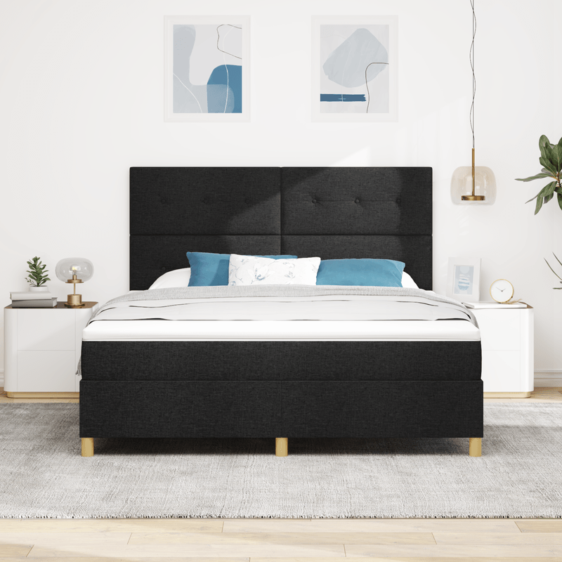 Casa si Gradina - Mobilier - Paturi si accesorii - Paturi - Pat cu arcuri cu saltea Negru Super King - Infinity.ro