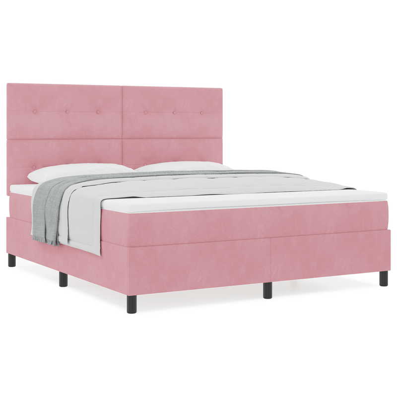 Casa si Gradina - Mobilier - Paturi si accesorii - Paturi - Pat box spring cu saltea, roz, super king, catifea - Infinity.ro