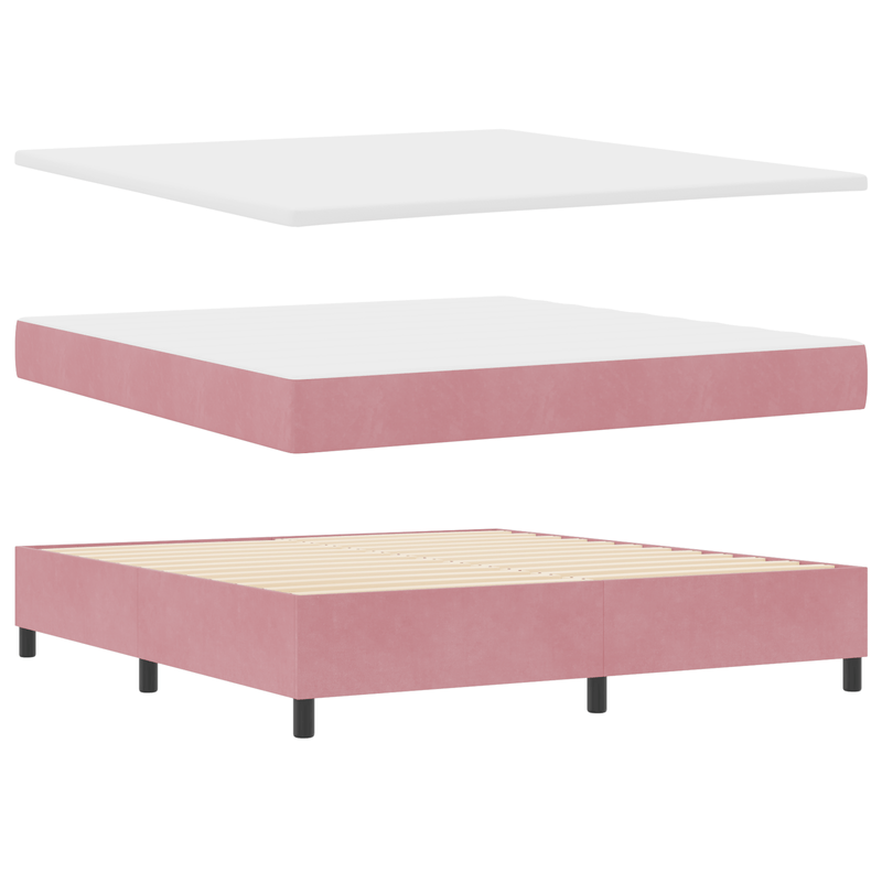Casa si Gradina - Mobilier - Paturi si accesorii - Paturi - Pat box spring cu saltea, roz, super king, catifea - Infinity.ro