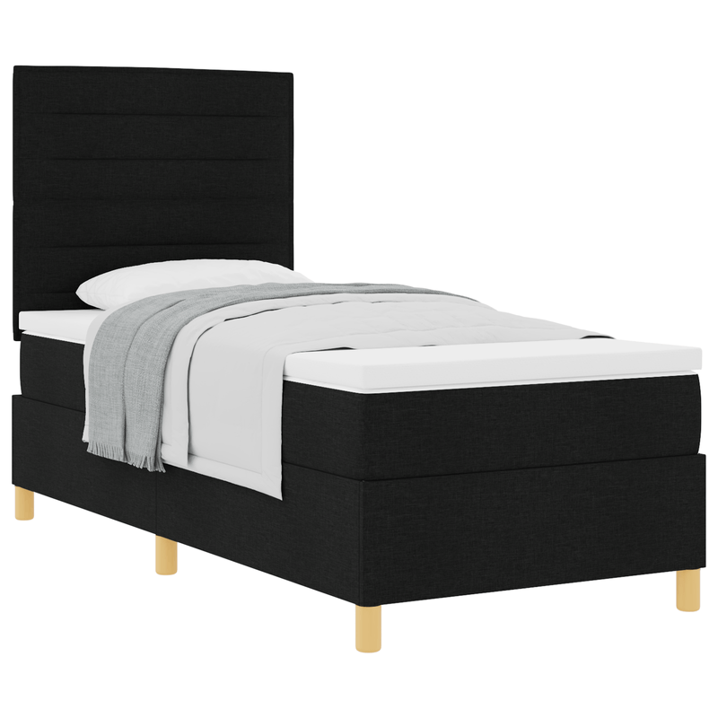 Casa si Gradina - Mobilier - Paturi si accesorii - Paturi - Pat cu somiera cu saltea Negru Simplu Tesatura - Infinity.ro