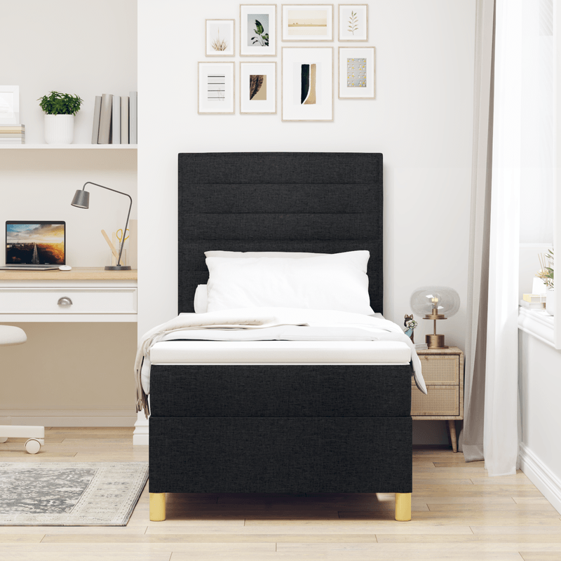 Casa si Gradina - Mobilier - Paturi si accesorii - Paturi - Pat cu somiera cu saltea Negru Simplu Tesatura - Infinity.ro