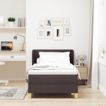 Casa si Gradina - Mobilier - Paturi si accesorii - Paturi - Pat box spring cu saltea, maro inchis, 100x200 cm, textil - Infinity.ro