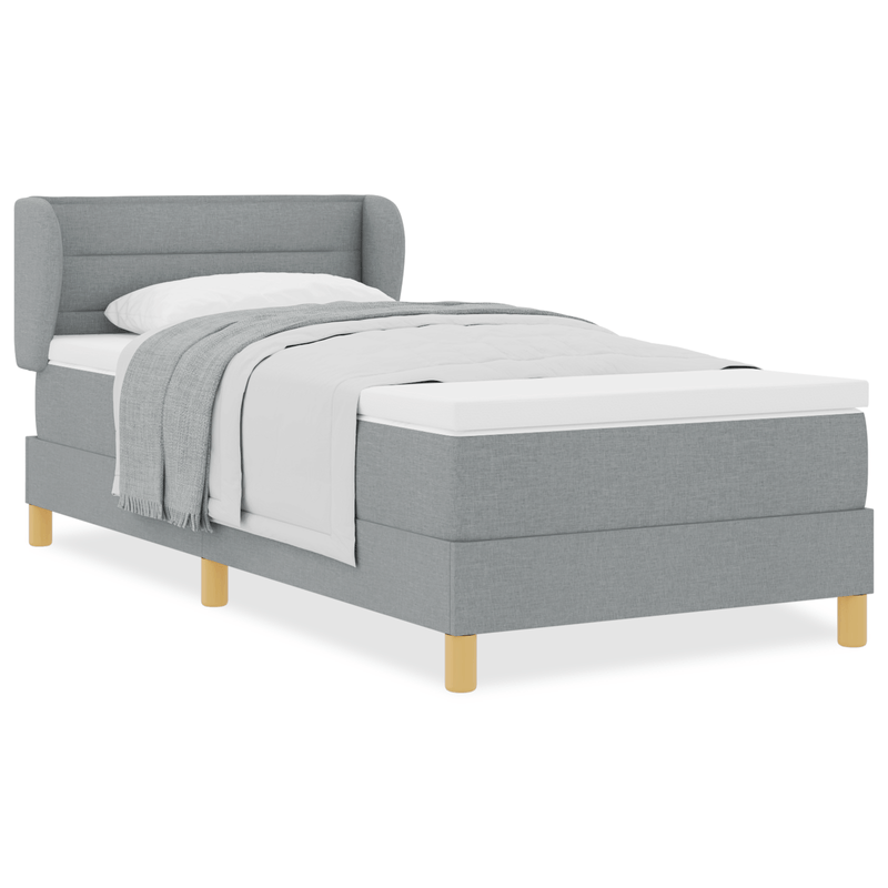 Casa si Gradina - Mobilier - Paturi si accesorii - Paturi - Pat box spring cu saltea, gri deschis, 80x200 cm, textil - Infinity.ro