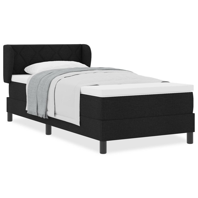 Casa si Gradina - Mobilier - Paturi si accesorii - Paturi - Pat box spring cu saltea, negru, 90x190 cm, textil - Infinity.ro