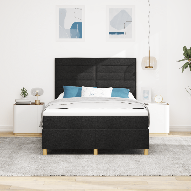 Casa si Gradina - Mobilier - Paturi si accesorii - Paturi - Pat Box Spring cu Saltea Negru 140x200 cm Tesatura - Infinity.ro