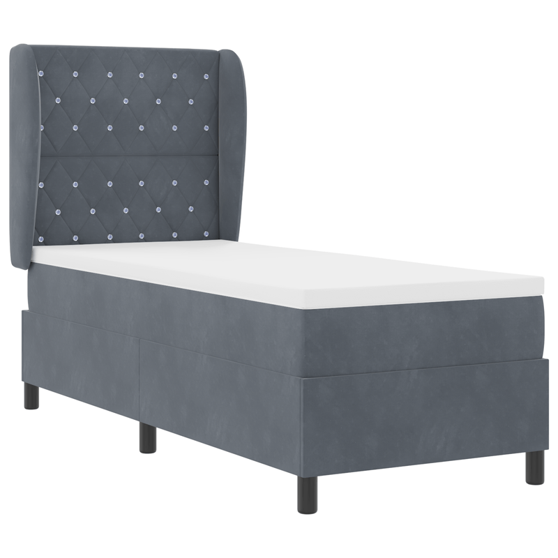 Casa si Gradina - Mobilier - Paturi si accesorii - Paturi - Pat box spring cu saltea, gri inchis, 80x200 cm, catifea - Infinity.ro