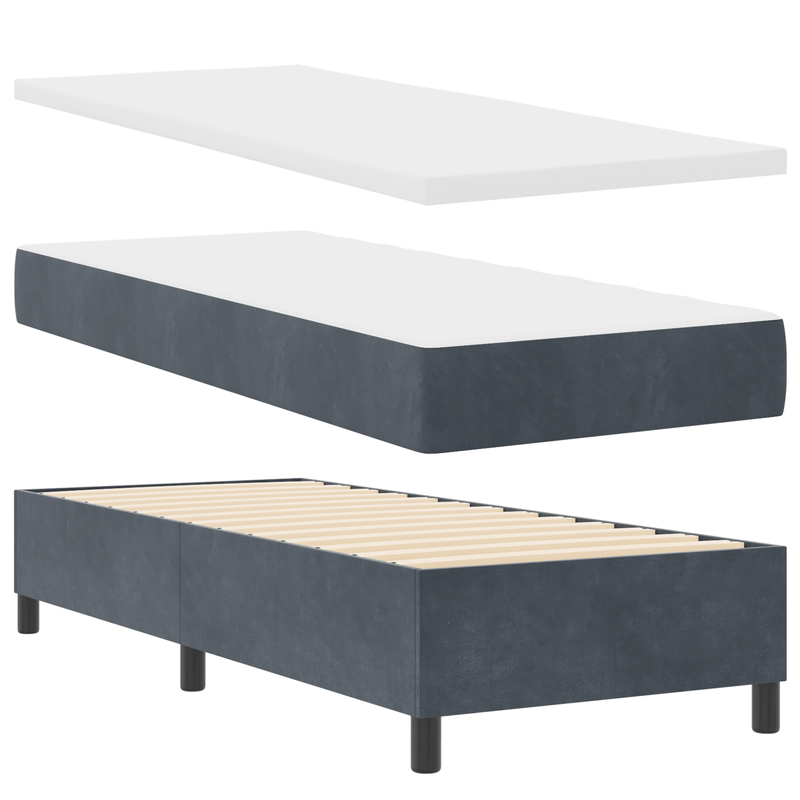Casa si Gradina - Mobilier - Paturi si accesorii - Paturi - Pat box spring cu saltea, gri inchis, 80x200 cm, catifea - Infinity.ro