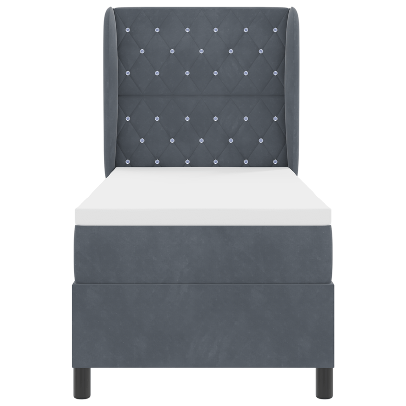 Casa si Gradina - Mobilier - Paturi si accesorii - Paturi - Pat box spring cu saltea, gri inchis, 80x200 cm, catifea - Infinity.ro