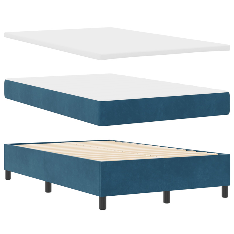 Casa si Gradina - Mobilier - Paturi si accesorii - Paturi - Pat Box Spring  cu Saltea Albastru Inchis Mic Dublu din Catifea - Infinity.ro