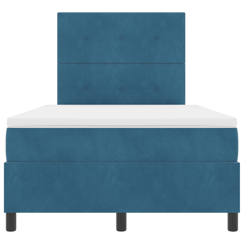 Casa si Gradina - Mobilier - Paturi si accesorii - Paturi - Pat Box Spring  cu Saltea Albastru Inchis Mic Dublu din Catifea - Infinity.ro