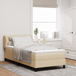 Casa si Gradina - Mobilier - Paturi si accesorii - Paturi - Pat box spring cu saltea, crem, 90x200 cm, textil - Infinity.ro