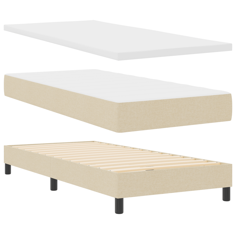 Casa si Gradina - Mobilier - Paturi si accesorii - Paturi - Pat box spring cu saltea, crem, 90x200 cm, textil - Infinity.ro