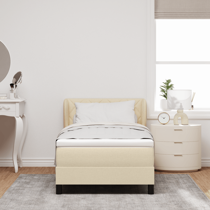 Casa si Gradina - Mobilier - Paturi si accesorii - Paturi - Pat box spring cu saltea, crem, 90x200 cm, textil - Infinity.ro