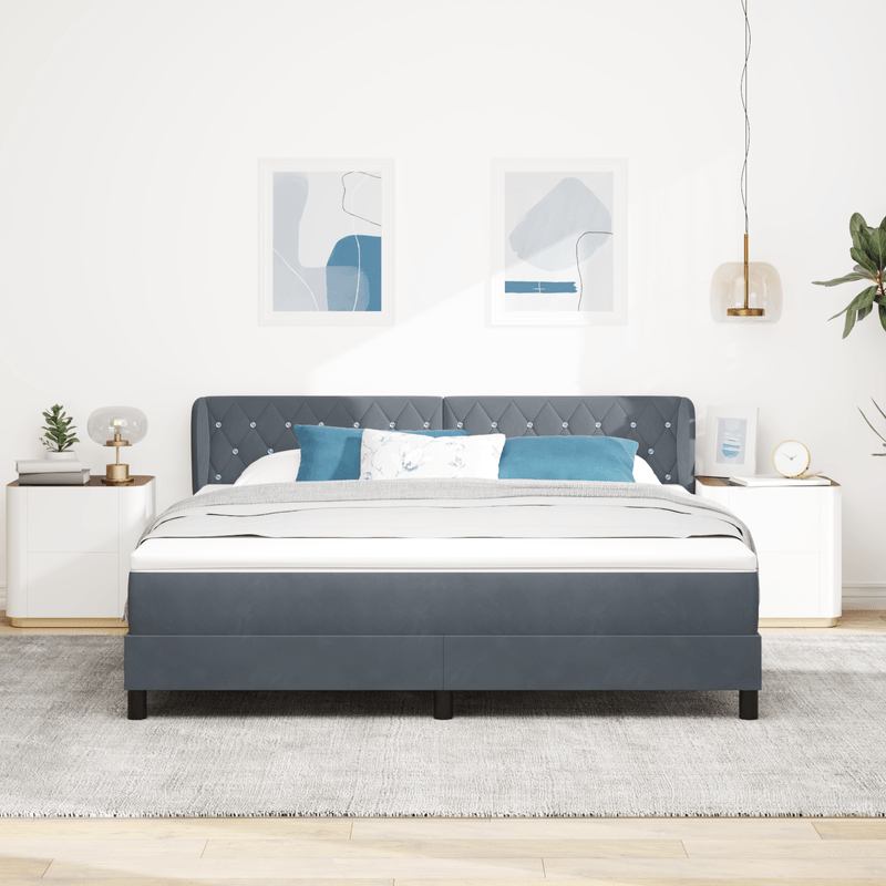 Casa si Gradina - Mobilier - Paturi si accesorii - Paturi - Pat Box Spring  cu Saltea Gri Inchis 180x200 cm Catifea - Infinity.ro