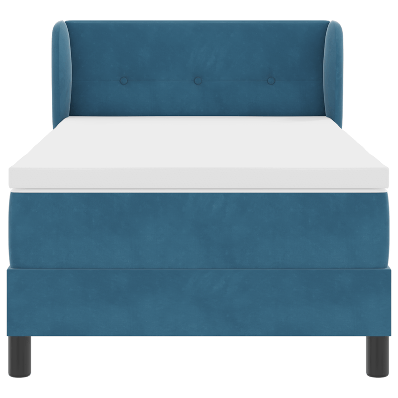 Casa si Gradina - Mobilier - Paturi si accesorii - Paturi - Pat box spring cu saltea, albastru inchis, 90x200 cm, catifea - Infinity.ro