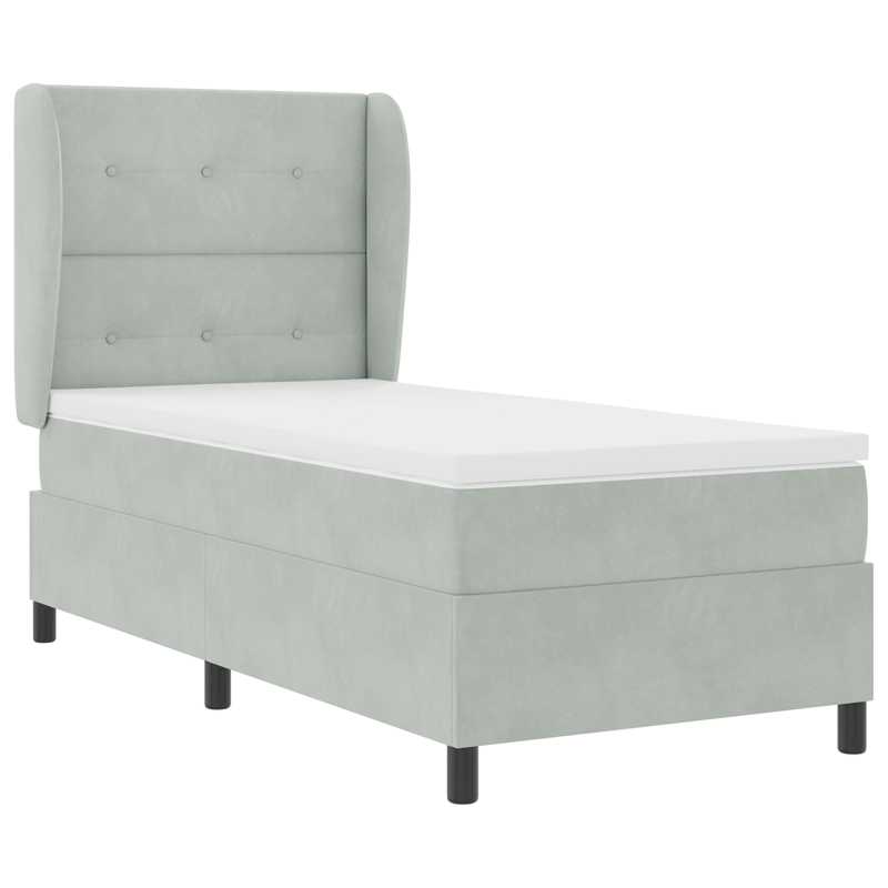 Casa si Gradina - Mobilier - Paturi si accesorii - Paturi - Pat box spring cu saltea, gri deschis, 100x200 cm, catifea - Infinity.ro
