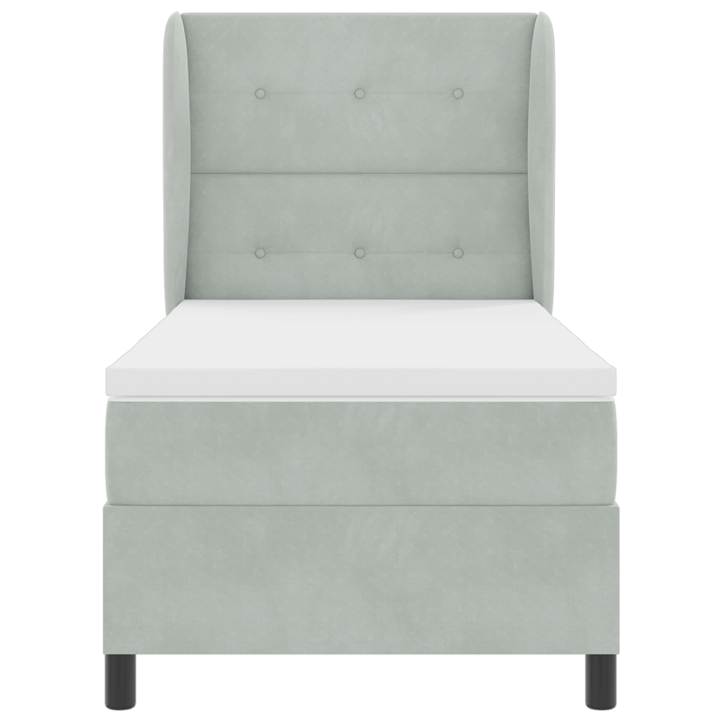 Casa si Gradina - Mobilier - Paturi si accesorii - Paturi - Pat box spring cu saltea, gri deschis, 100x200 cm, catifea - Infinity.ro