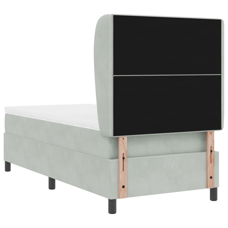 Casa si Gradina - Mobilier - Paturi si accesorii - Paturi - Pat box spring cu saltea, gri deschis, 100x200 cm, catifea - Infinity.ro