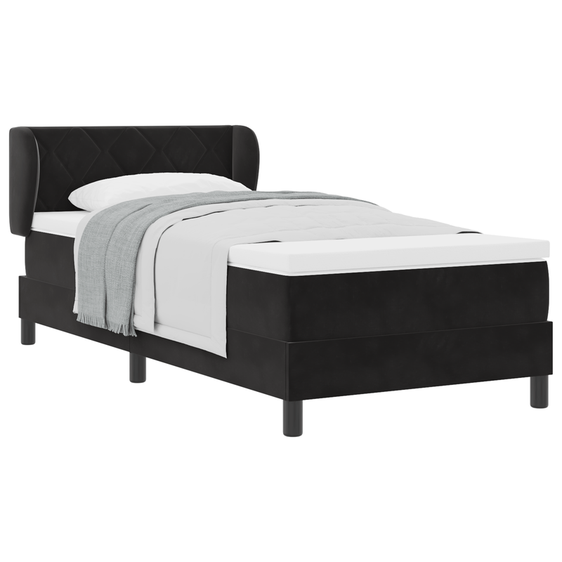 Casa si Gradina - Mobilier - Paturi si accesorii - Paturi - Pat cu arcuri si saltea Negru 90x190 cm Catifea - Infinity.ro
