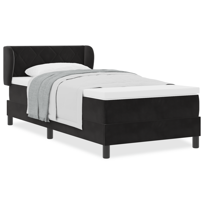 Casa si Gradina - Mobilier - Paturi si accesorii - Paturi - Pat cu arcuri si saltea Negru 90x190 cm Catifea - Infinity.ro