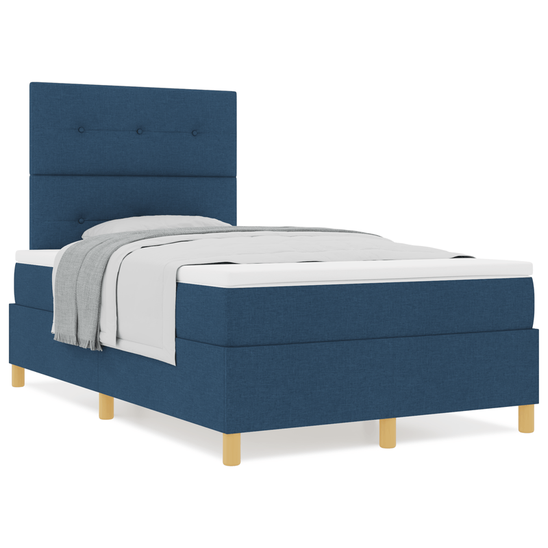 Casa si Gradina - Mobilier - Paturi si accesorii - Paturi - Pat cu arc cu saltea Albastru 120x200 cm Tesatura - Infinity.ro