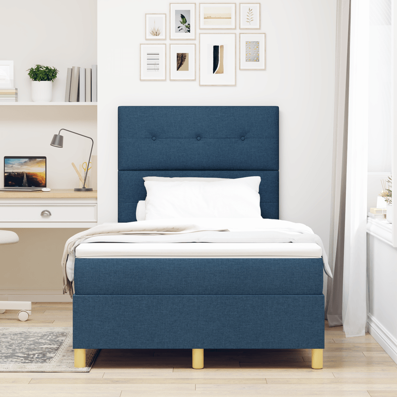 Casa si Gradina - Mobilier - Paturi si accesorii - Paturi - Pat cu arc cu saltea Albastru 120x200 cm Tesatura - Infinity.ro