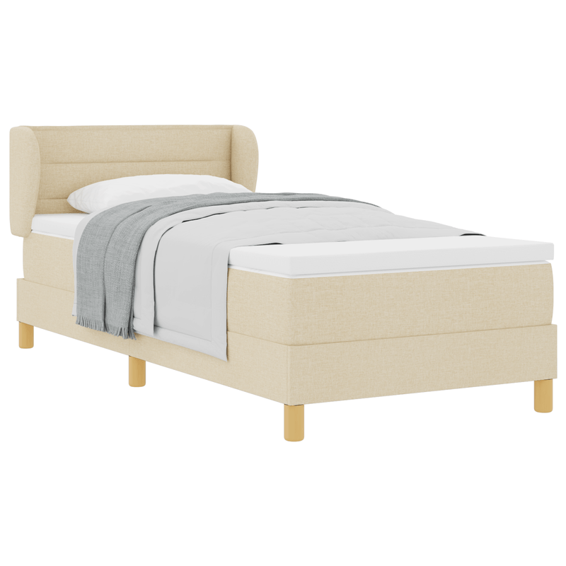 Casa si Gradina - Mobilier - Paturi si accesorii - Paturi - Pat box spring cu saltea, crem, 90x190 cm, textil - Infinity.ro