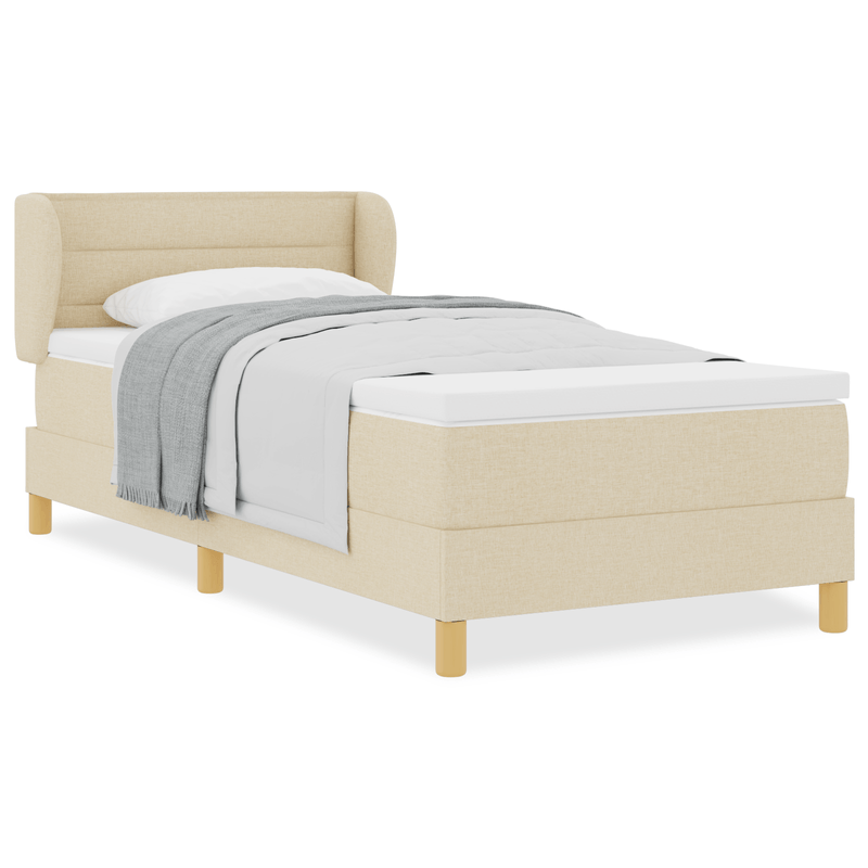 Casa si Gradina - Mobilier - Paturi si accesorii - Paturi - Pat box spring cu saltea, crem, 90x190 cm, textil - Infinity.ro