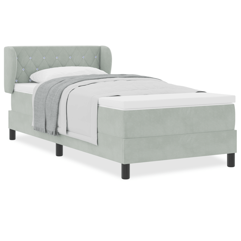 Casa si Gradina - Mobilier - Paturi si accesorii - Paturi - Pat box spring cu saltea, gri deschis, 100x200 cm, catifea - Infinity.ro