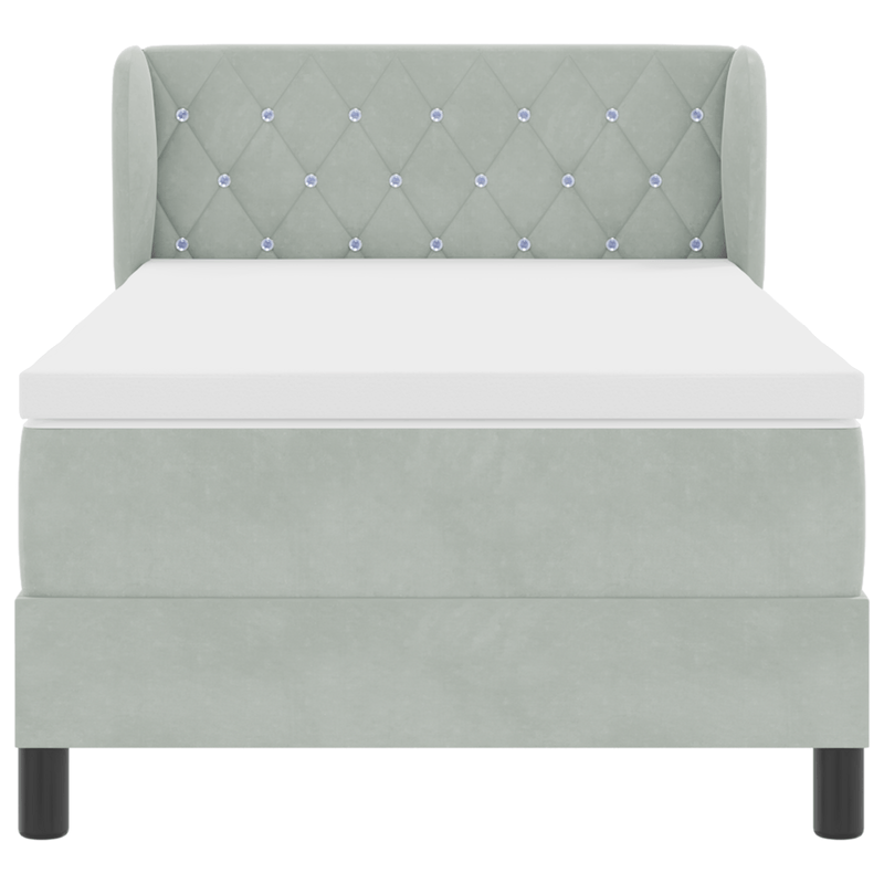 Casa si Gradina - Mobilier - Paturi si accesorii - Paturi - Pat box spring cu saltea, gri deschis, 100x200 cm, catifea - Infinity.ro