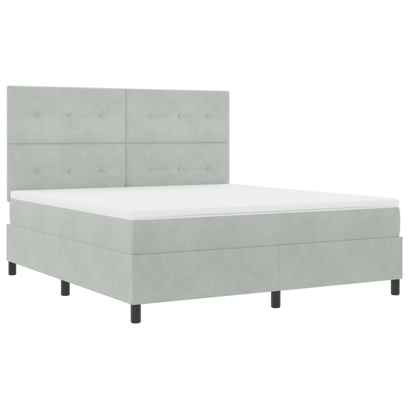 Casa si Gradina - Mobilier - Paturi si accesorii - Paturi - Pat box spring cu saltea, gri deschis, super king, catifea - Infinity.ro