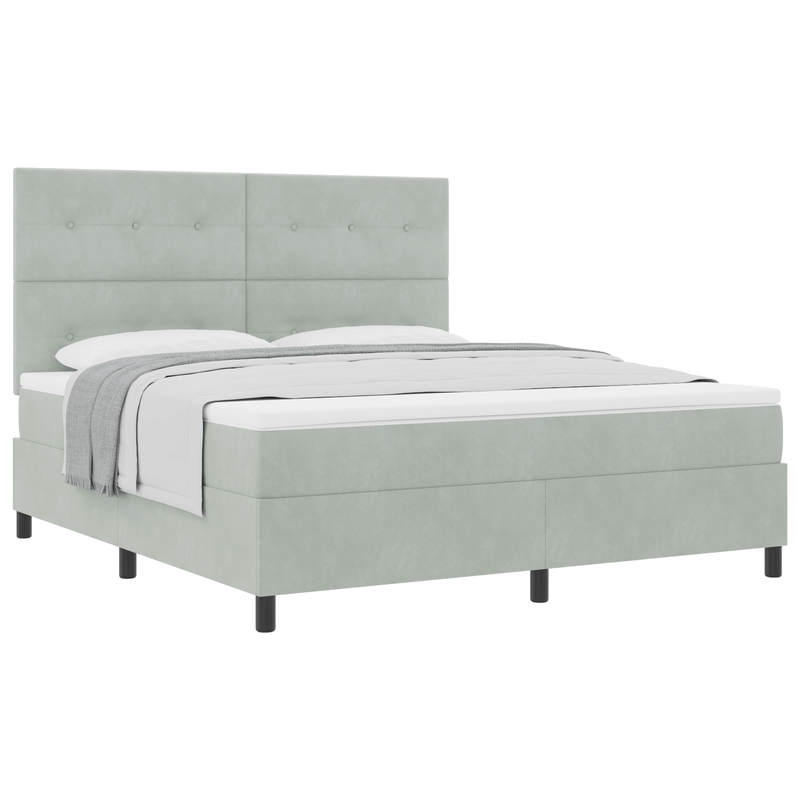 Casa si Gradina - Mobilier - Paturi si accesorii - Paturi - Pat box spring cu saltea, gri deschis, super king, catifea - Infinity.ro
