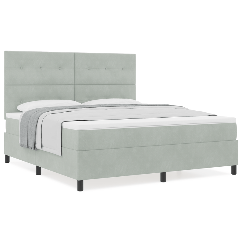 Casa si Gradina - Mobilier - Paturi si accesorii - Paturi - Pat box spring cu saltea, gri deschis, super king, catifea - Infinity.ro