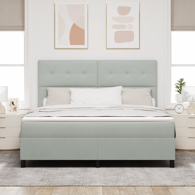 Casa si Gradina - Mobilier - Paturi si accesorii - Paturi - Pat box spring cu saltea, gri deschis, super king, catifea - Infinity.ro