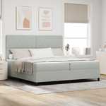 Casa si Gradina - Mobilier - Paturi si accesorii - Paturi - Pat box spring cu saltea, gri deschis, 200x200 cm, catifea - Infinity.ro