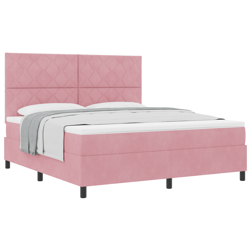 Casa si Gradina - Mobilier - Paturi si accesorii - Paturi - Pat box spring cu saltea, roz, super king, catifea - Infinity.ro
