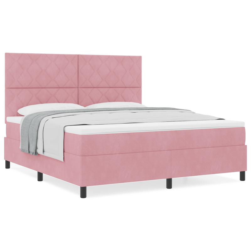Casa si Gradina - Mobilier - Paturi si accesorii - Paturi - Pat box spring cu saltea, roz, super king, catifea - Infinity.ro