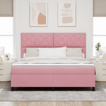 Casa si Gradina - Mobilier - Paturi si accesorii - Paturi - Pat box spring cu saltea, roz, super king, catifea - Infinity.ro
