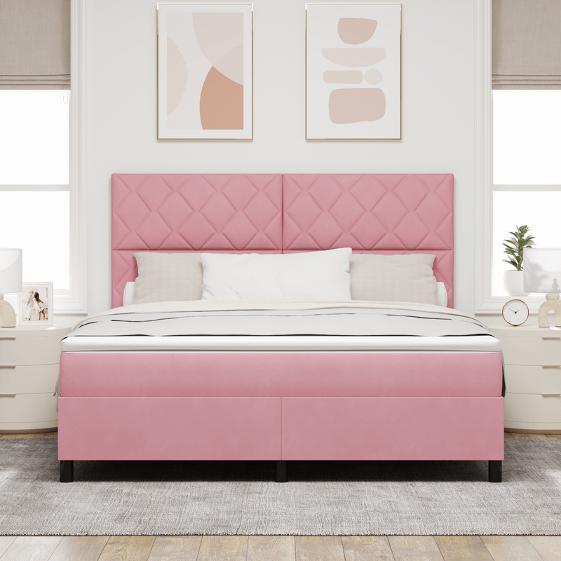 Casa si Gradina - Mobilier - Paturi si accesorii - Paturi - Pat box spring cu saltea, roz, super king, catifea - Infinity.ro
