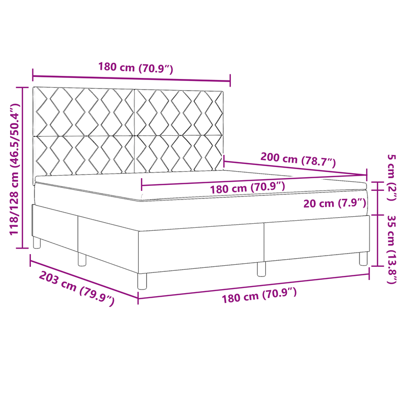 Casa si Gradina - Mobilier - Paturi si accesorii - Paturi - Pat box spring cu saltea, roz, super king, catifea - Infinity.ro