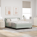 Casa si Gradina - Mobilier - Paturi si accesorii - Paturi - Pat cu saltea  Gri deschis 140x200 cm Catifea - Infinity.ro