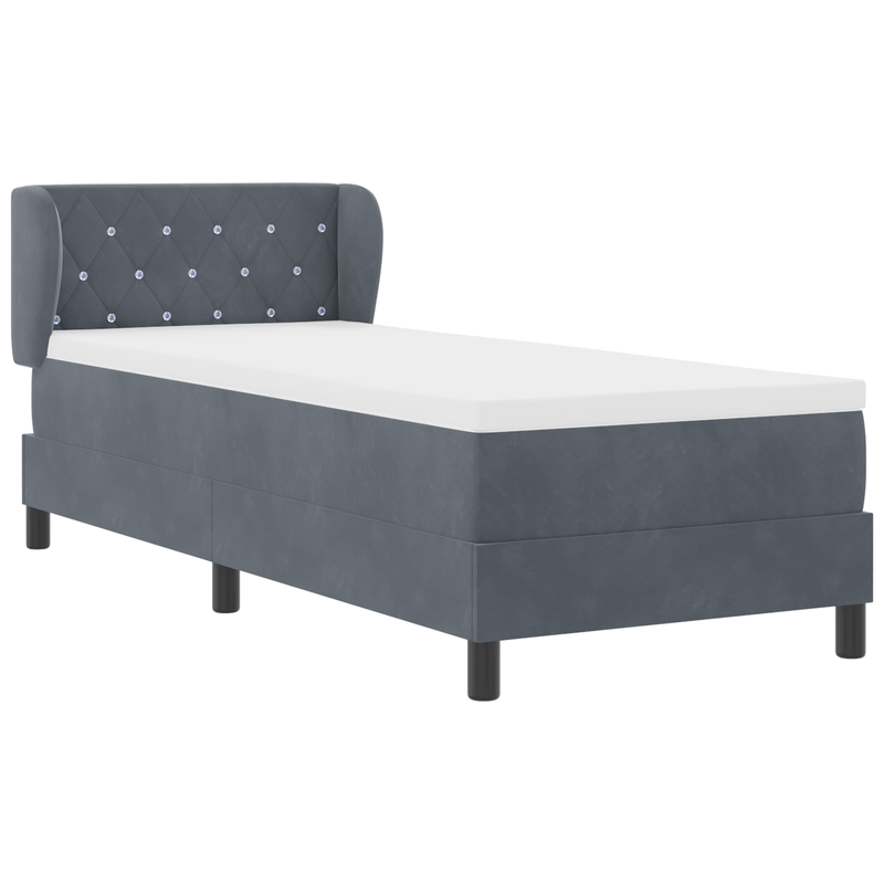 Casa si Gradina - Mobilier - Paturi si accesorii - Paturi - Pat box spring cu saltea, gri inchis, 80x200 cm, catifea - Infinity.ro