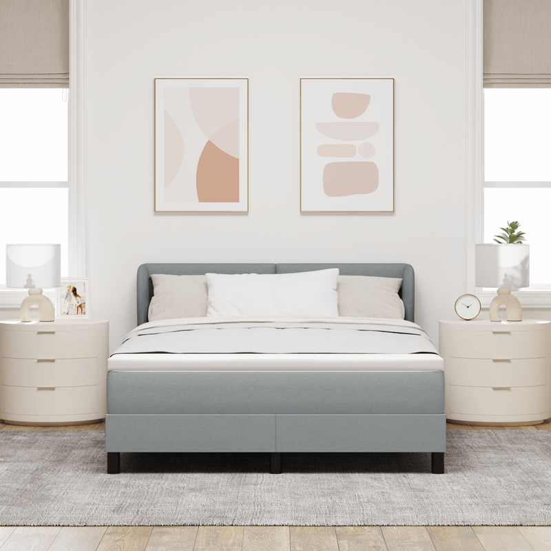Casa si Gradina - Mobilier - Paturi si accesorii - Paturi - Pat box spring cu saltea, gri deschis, 160x200 cm, textil - Infinity.ro
